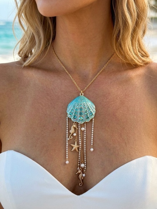 Betsey Johnson Jewelry - Betsey Johnson Mermaid Embellished Shell Pendant Necklace